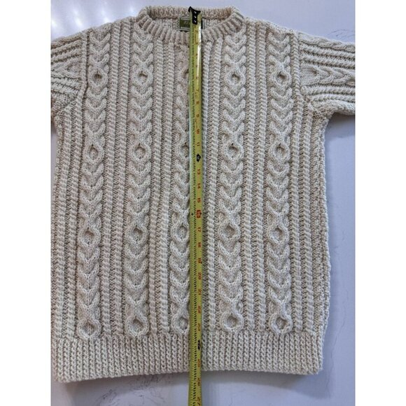 Vintage 100% Wool Sweater Kennedy of Ardara Ireland Cable Hand Knit Cream Ivory - Picture 6 of 6